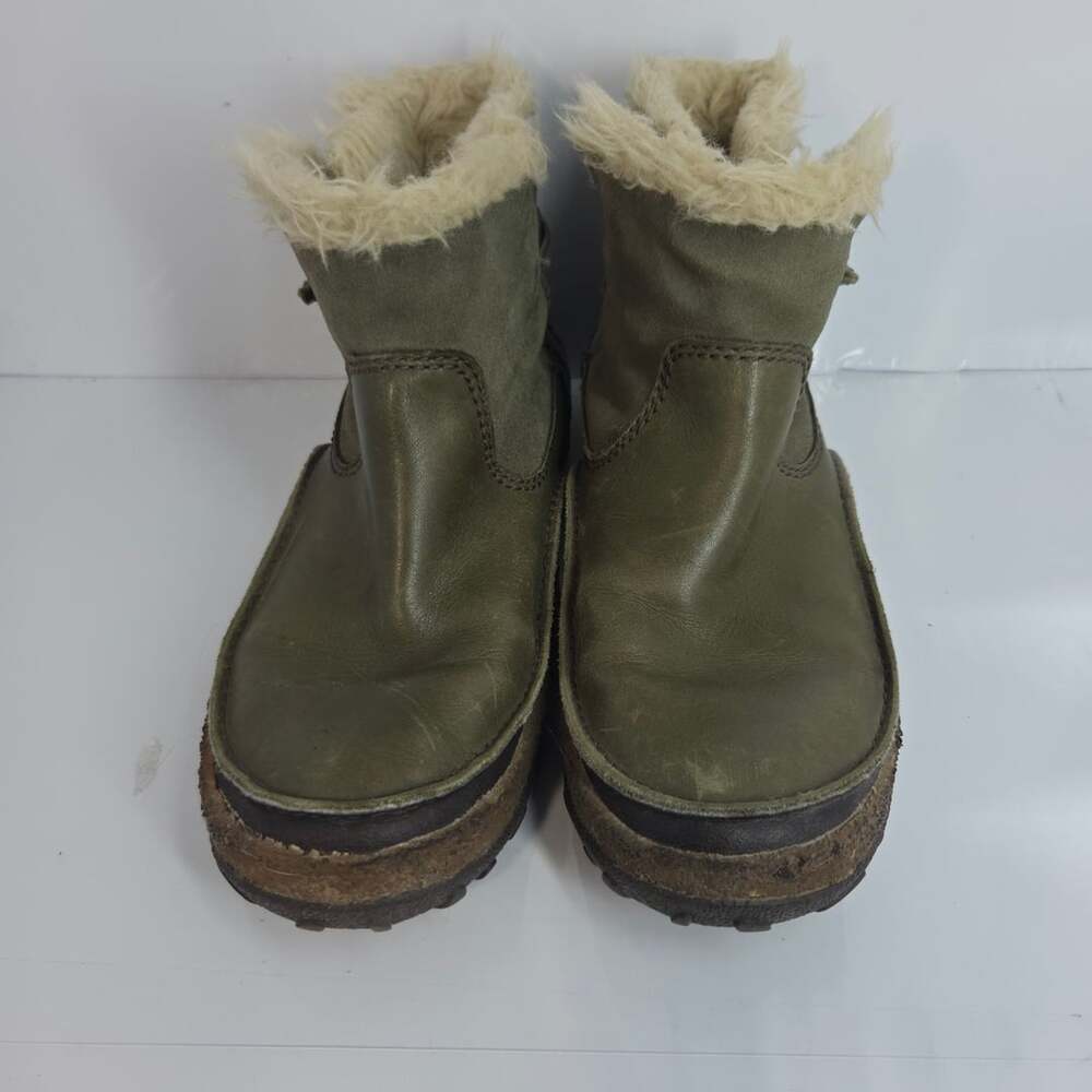 Merrell Tremblant Pull On Polar Boots Size 7 Dusty Olive Leather Faux Fur